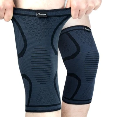 Afbeelding van Actesso Genouillère orthopédique élastique Genou soutien et soulagement pour douleurs articulaires foulures. Ambidextre convient aux hommes femmes (gris, M)