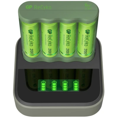 Afbeelding van USB model Oplader GP B421 Basic Line 4 x ReCyko AA 2100 mAh dockingstation