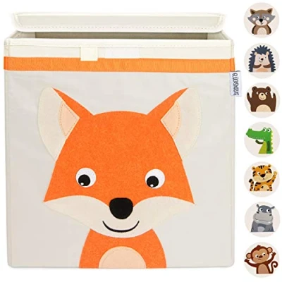 Afbeelding van GLÜCKSWOLKE Opbergdoos kinderen 15 Motieven I Speelgoeddoos met deksel voor kinderkamer Speelgoedbox (33x33x33) Box Opslag Kallax Plank Speelgoedkisten Bosdieren Opbergkist Egel