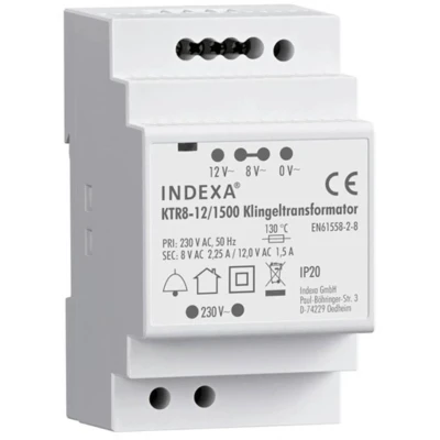 Afbeelding van PENTATECH 32126 Beltransformator 8 V/AC, 12 V/AC