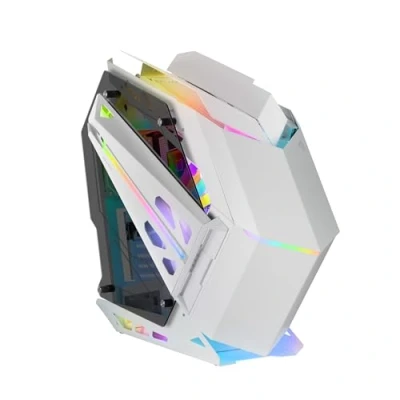 Afbeelding van MARSGAMING MC Titan, Gaming behuizing RGB XXL ATX, dubbele ledstrip en ARGB frontverlichting, verlichtingshub + afstandsbediening, compatibel met moederborden, vloeistofkoeling, wit