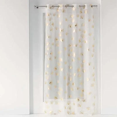 Afbeelding van douceur d&#039;intérieur, Gordijn met oogjes (140 x 240 cm), ginkgoud, gezandstraalde voile metallic print
