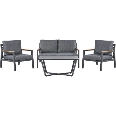 Afbeelding van Beliani DELIA Loungeset voor 4 Zwart Aluminium