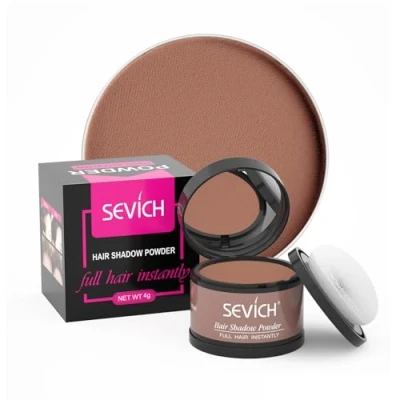 Afbeelding van SEVICH Onmiddellijke haarschaduw Haarwortelpoeder, snelle dekking, grijze haarwortelcorrector, met Puff Touch knop, 4 g kastanjebruin