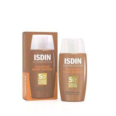 Afbeelding van ISDIN Fotoprotector Fusion Water Color SPF50 (brons) 50 ml, getinte zonnebrandcrème op waterbasis voor dagelijks gebruik, natuurlijke dekking