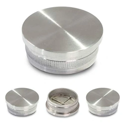 Afbeelding van Eindkappen van roestvrij staal V2A, stop voor leuningbuis, 42,4 mm, plat, hol, diameter mm