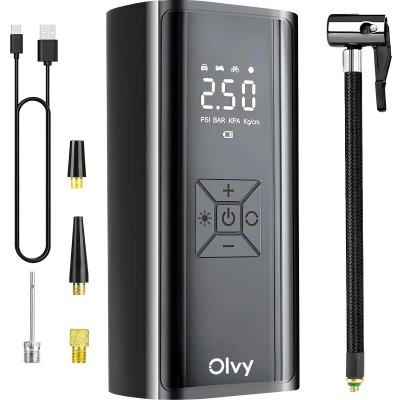 Afbeelding van Olvy Compressor Bandenpomp Draagbare Luchtcompressor 7000 mAh Elektrische Fietspomp Fiets/Auto/Motor/Bal/Luchtbed