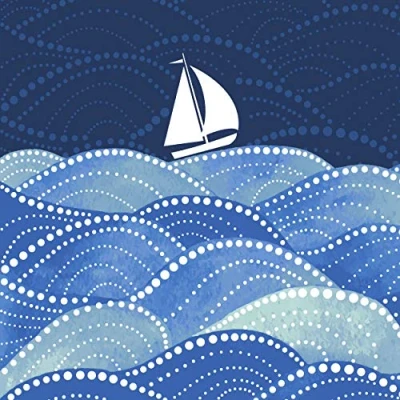Afbeelding van Servetten zeilboot op golven, marineblauw, 33 cm, 20 stuks