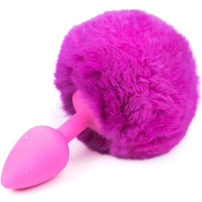 Afbeelding van Buttplug met Paarse Pompon Maat S