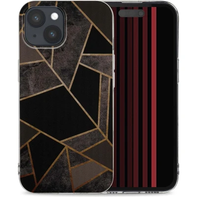 Afbeelding van iMoshion hoesje Geschikt voor iPhone 15 Siliconen Design Zwart / Black Marble Transparent