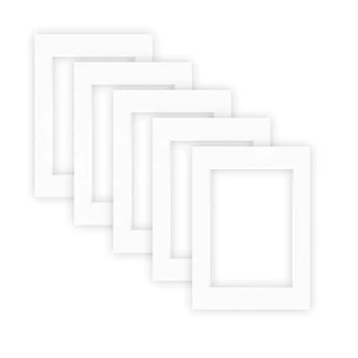 Afbeelding van nielsen Conservation Passepartout karton 1,5 mm set van 5 stuks buitenformaat 13 x 18 cm voor beeldformaat 9 poolwit (lichtwit) gestructureerd oppervlak