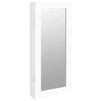 Afbeelding van Sieradenkast met spiegel wandgemonteerd 30x8,5x67 cm wit