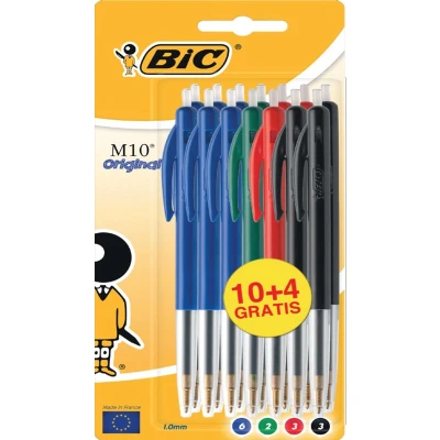 Afbeelding van Balpen Bic M10 medium assorti blister à 10+4 gratis