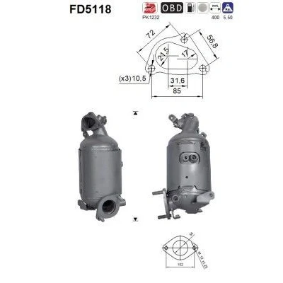 Afbeelding van AS FD5118 Roetfilter Euro 5 Cordieriet KIA: Venga, cee‘d I Hatchback, HYUNDAI: i30 i20 Hatchback