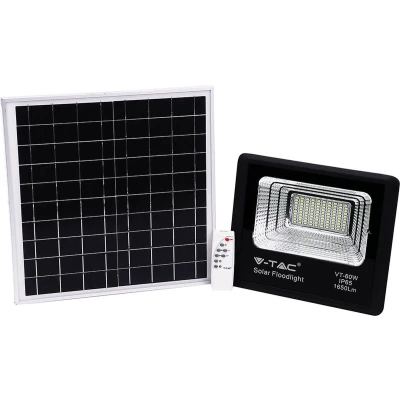 Afbeelding van V TAC VT 60W Schijnwerper op zonne energie 20W Zwart IP65 1650 Lumen 6000K