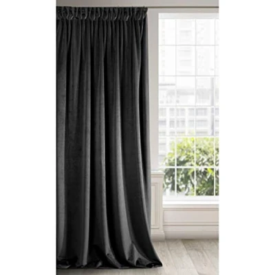 Afbeelding van Eurofirany Ria Gordijn Fluweel Zwart 1 st. Zacht lint Elegant Hoogwaardig Glamour Slaapkamer Woonkamer Lounge, 140x270cm