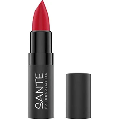 Afbeelding van SANTE Naturkosmetik Matte Lipstick 07 Kiss Me Red lippenstift, mat, met biologische cacaoboter, intensieve pigmentatie, 4,5 g