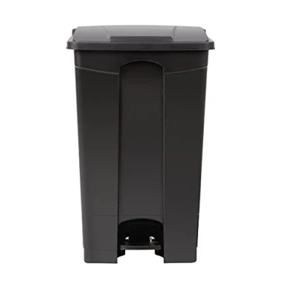 Afbeelding van Jantex Keukenprullenbak met pedaal, 87 liter, zwart, polypropyleen kunststof prullenbak, maat: 820 (H) x 495 (B) 400 (D) mm, hygiënische handsfree bediening, CW724