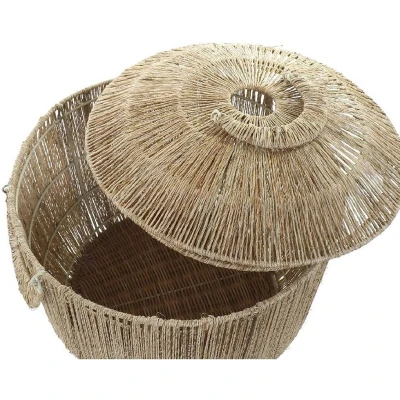 Afbeelding van Basket spelset DKD Home Decor Bruin Multicolour Natuurlijk Jute Metaal Boho 51 x 48 cm