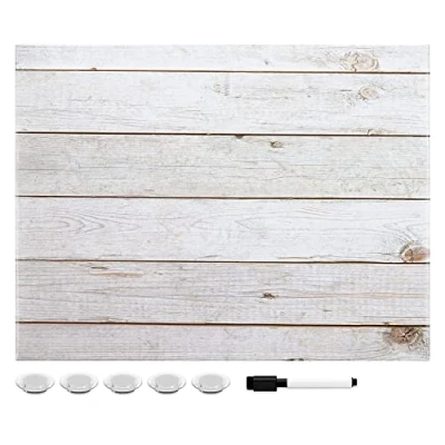Afbeelding van Navaris Magneetbord, memobord, 43 x 33 cm, met magneten, design wandbord van hout marker en haken, wanddecoratie