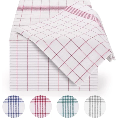 Afbeelding van Blumtal Premium Theedoekenset Keukendoeken Geruit 50 x 70cm Rood Set van 5