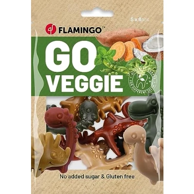 Afbeelding van Flamingo Veggie Snack Honden Dino Mix S 8st 120gr 137823
