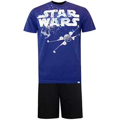 Afbeelding van Star Wars Pyjama voor heren, korte pyjamasets, katoen, nachtkleding Blauw