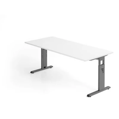 Afbeelding van MEGA 19 G Bureau 180 x 80 Tafelhoogte I In hoogte verstelbaar Wit/Grafiet