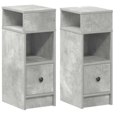 Afbeelding van vidaXL Nachtkastjes 2 st met lade 25x31x66 cm betongrijs