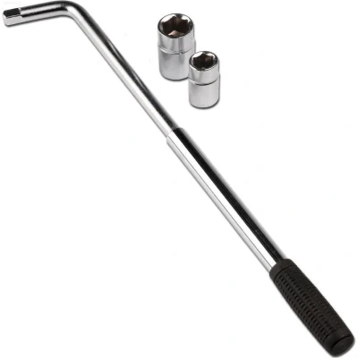Afbeelding van Dunlop Wielmoersleutel Verstelbaar 34 55CM Incl. 2 Kappen: 17/19mm 21/23mm Staal Zilver/Zwart