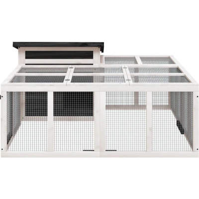 Afbeelding van vidaXL Konijnenhok 144x123x67,5 cm massief grenenhout grijs