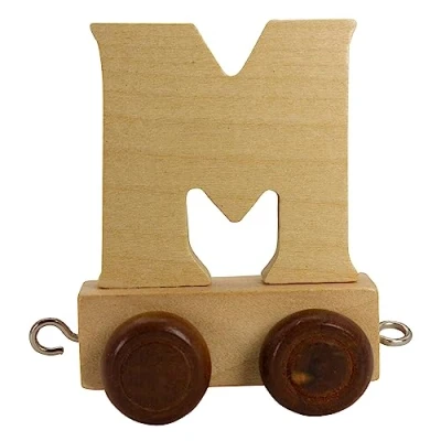 Afbeelding van Houten letters, trein aanhangwagen, locomotief, wagen, A Z, hoogte. 5,5 cm