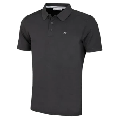 Afbeelding van Calvin Klein Campus 2025 Golfpolo met geribbelde kraag en 3 knopen voor heren, Houtskool, 4XL