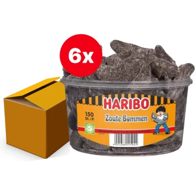 Afbeelding van Haribo Drop Zoute Bommen silo 150 stuks Doos 6 silo&#039;s
