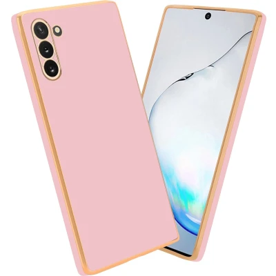 Afbeelding van Cadorabo Hoesje geschikt voor Samsung Galaxy NOTE 10 in Glossy Roze Goud Beschermhoes Case Cover van flexibel TPU silicone en met camerabescherming