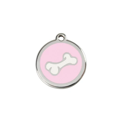 Afbeelding van Comic Bone Pink roestvrijstalen hondenpenning small/klein dia. 2 cm RedDingo