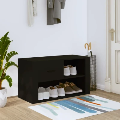 Afbeelding van Schoenenkast 80x35x45 cm bewerkt hout zwart