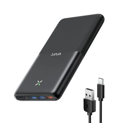 Afbeelding van VRURC Externe accu, 30.000 mAh, USB C, powerbank, hoge capaciteit, snel opladen, 22,5 W, compact, draagbare batterij met 4 uitgangen en 3 ingangen, compatibel telefoon, iPhone, Samsung Tablet