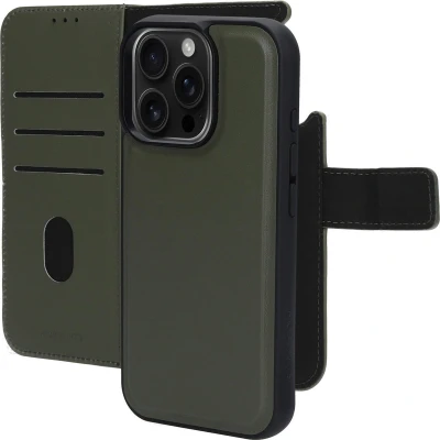 Afbeelding van Mobiparts hoesje geschikt voor Apple iPhone 16 Pro Wallet 2 in 1 Boekhoesje MagSafe Echt Leder Uitneembare Case Sterke Magneet Sluiting Contactloos betalen Groen