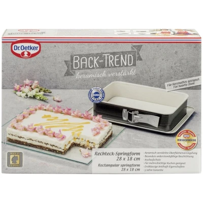Afbeelding van 30 cm cakevorm en 28 x 18 rechthoekige Dr. Oetker Back Trend