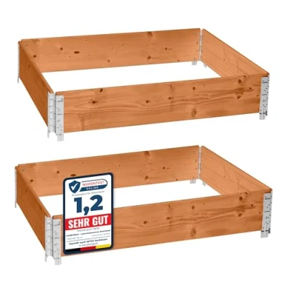 Afbeelding van Garronda Palletrand 2 Pack 120x80x20cm Bruint Bloemen Kruiden Palletframe Natuurlijke Verhoogde Bloembedden GD BUD PAL