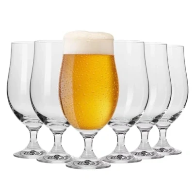 Afbeelding van KROSNO Blonde bierglazen, set van 6, 500 ml, Harmonie collectie, perfect voor thuis, restaurants en pubs, vaatwasmachinebestendig