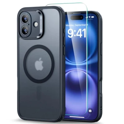 Afbeelding van ESR Classic Pro HaloLock Hoesje + Tempered Glass Geschikt voor Apple iPhone 16 Plus Back Cover Compatibel met MagSafe Screen Protector Camera Bescherming Frosted Zwart