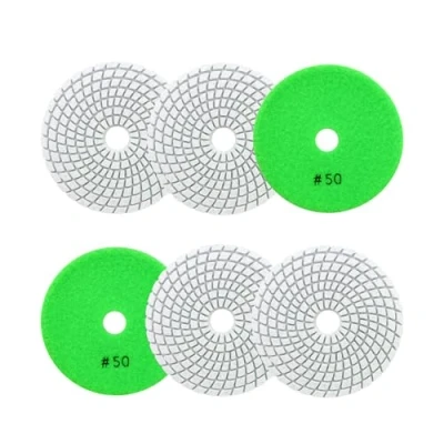 Afbeelding van Diamantschijf, 100 mm, 6 stuks, korrel 50, polijstpads voor graniet, marmer, kunststeen, kwarts, haakse slijper SANLEETEK