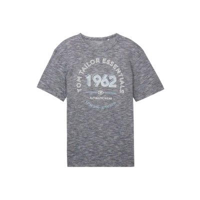 Afbeelding van TOM Tailor MIT LOGO Tshirt print, Heren, Maat: Medium, Dark blue stripe