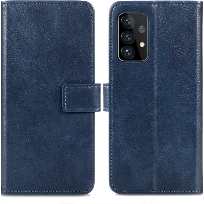 Afbeelding van iMoshion Hoesje Geschikt voor Samsung Galaxy A52 (4G) / A52s (5G) Met Pasjeshouder Luxe Bookcase Donkerblauw