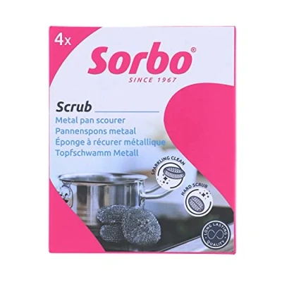 Afbeelding van Sorbo Pannenspons Metaal Extra Sterk Metaalspons 4 Stuks