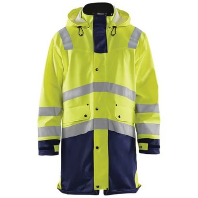 Image de Veste de pluie HV niveau 3 jaune fluo/marine, fermeture robuste