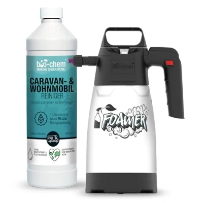 Afbeelding van bio chem Extra sterke geconcentreerde reiniger voor caravans en camper, 1000 ml + schuimsproeier, caravan, luifel, regensporenverwijderaar, gemaakt in