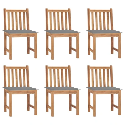Afbeelding van Tuinstoelen 6 st met kussens massief teakhout